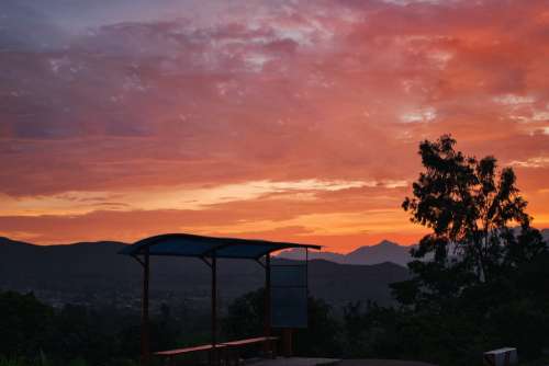 Otuzco Sunset Landscape Sun Clouds Horizon