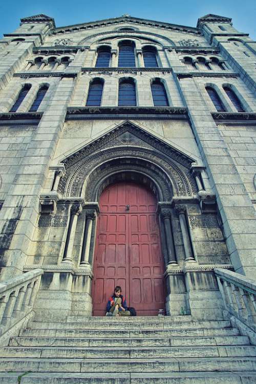 Paris Church Sacre Coeur Person Architecture Man