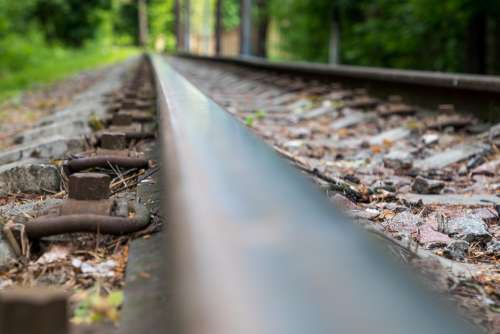 Railway Train Rails Ways Steel Summer Gravel