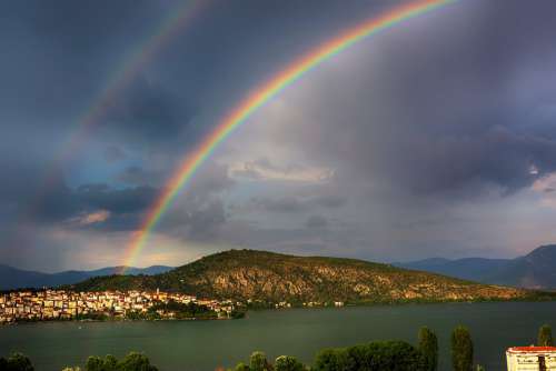 Rainbow Kastoria Lake Nature Water Flying Angel