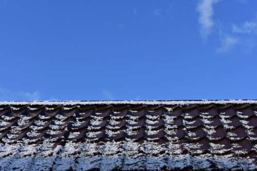Roof Snow Sky Spring Clouds