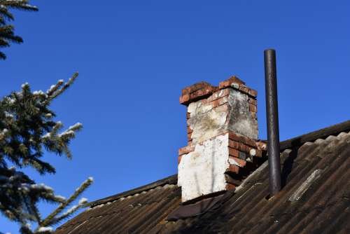 Roof Old House Trumpet Fireplace Sky Spruce