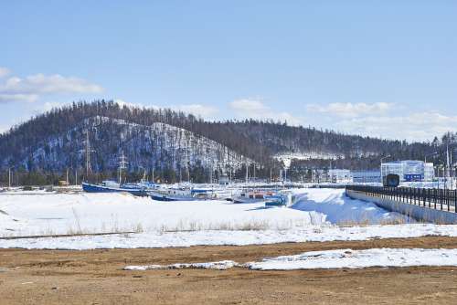 Russia Siberia Landscape Lake Winter Snow Ice