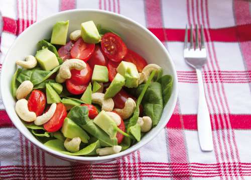 Salad Spinach Cashew Food Healthy Fit Vegetables