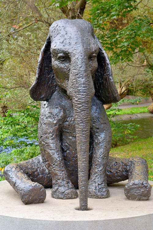 Sculpture Bronze Elephant Culture Park Outdoor