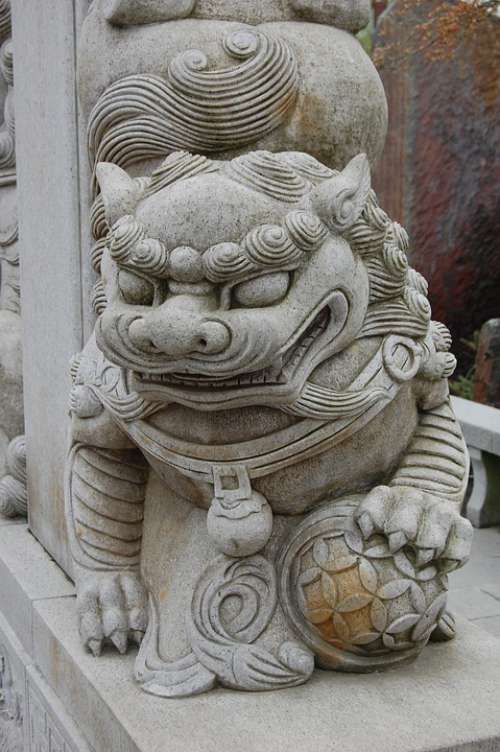 Sculpture Statue Lion Guardian Chinese