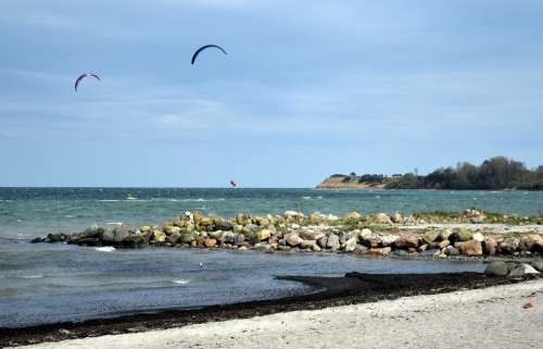 Sea Beach Sport Kite Surfing Baltic Sea Coast