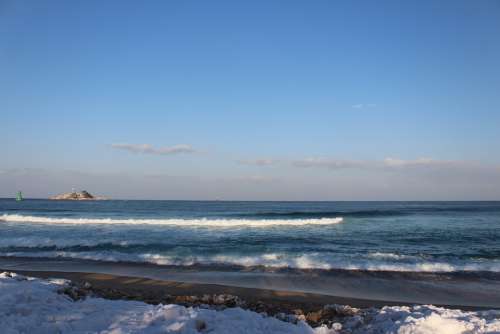 Sea Winter Sea Sky Blue Sea Beach Gangwon Do