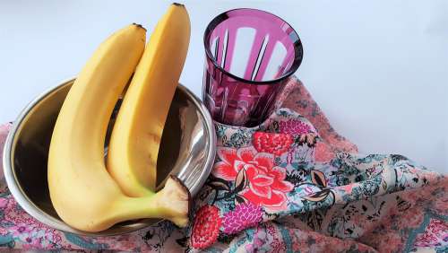 Still Life Meal Bananas Cup A Bowl Substance