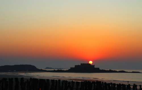 Sunset Saint Malo Brittany France The Night Spring