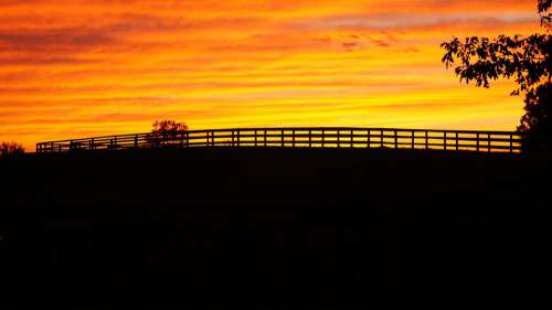 Sunset Fence Rural Sky Mood Landscape