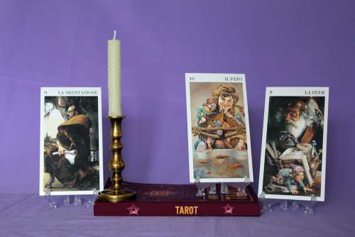 Tarot Cards Meditation Fate Faith Candlestick
