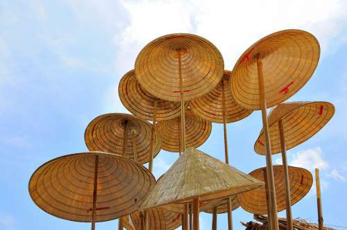 Vietnam Conical Hat Sky Summer Art Installation