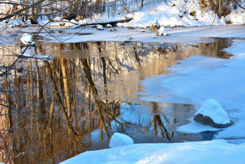 Winter Nature River Snow Cold Frost Outdoors Ice