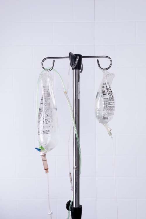 Two Hanging IV Bags Photo