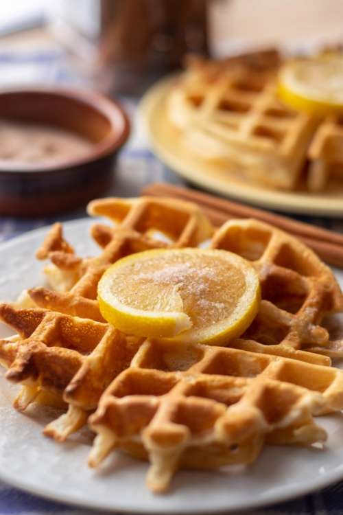 Plain waffles and lemon