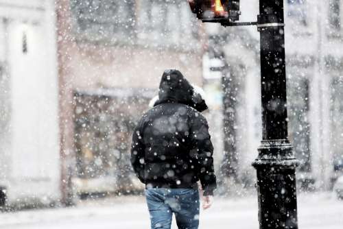 Man walk in the storm