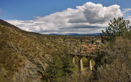 landscape bridge mountain village