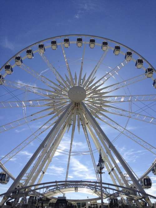 Big wheel Brighton blue sky tourists spokes