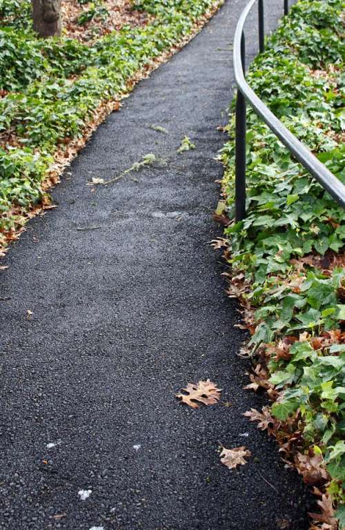 path asphalt green ivy metal