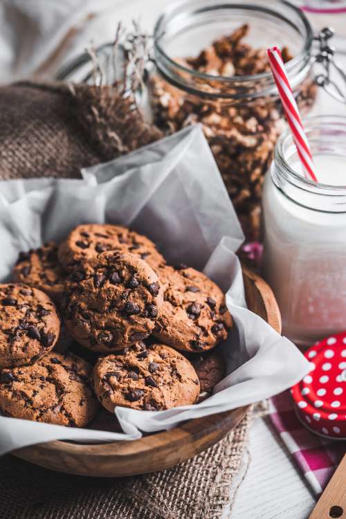 Chocolate Cookies with Milk Vertical