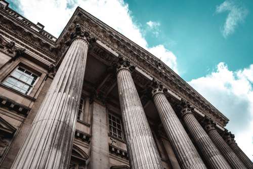 Ancient Classical Order on Historical Building in London