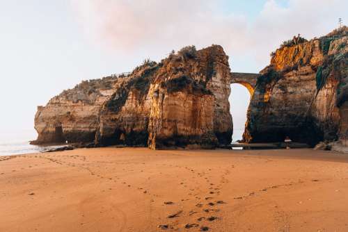 Stoney Bridge Between Cliffs in Portugal