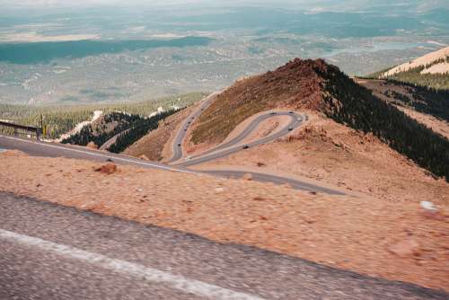 View of the Colorado’s Curvy Pikes Peak Road