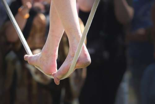 Acrobat Rope Dancer Balance Rope Feet Legs