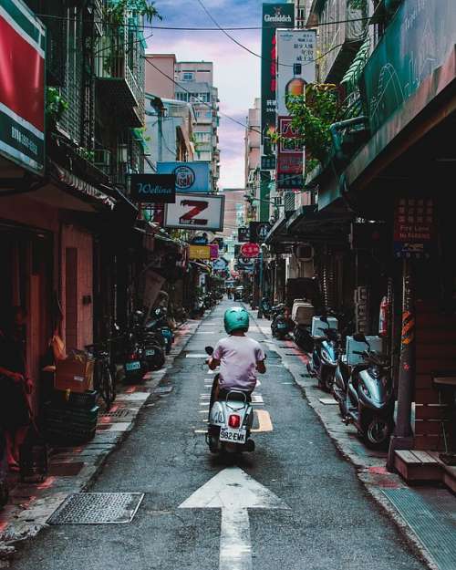 Alley Motorcycle Taipei Taiwan Scooter Street