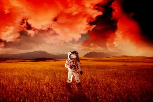 Astronaut Galaxy Cosmos Fantasy Pot Planet
