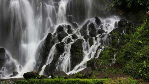 Azores Waterfall Mountain Portugal Travel Hill