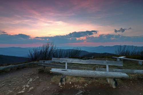 Bench Sky Nature Clouds Blue Landscape Twilight