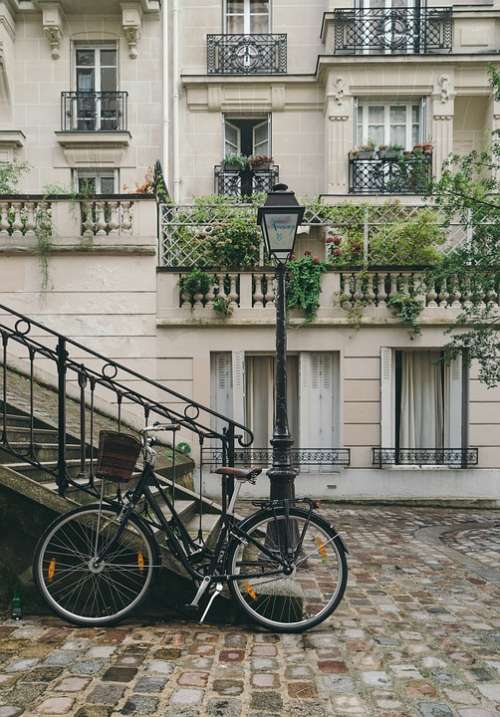 Bicycle Building City Cobblestone Street Exterior