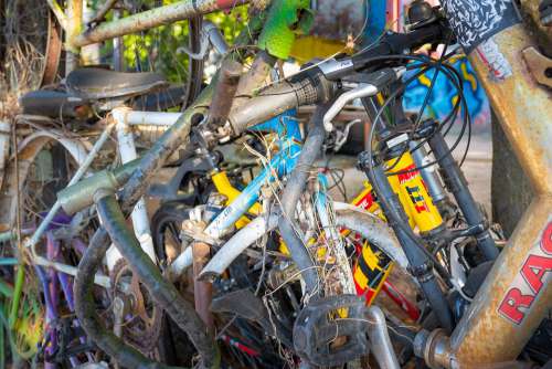 Bicycles Scrap Rust Bike Broken Scrap Metal Wheel