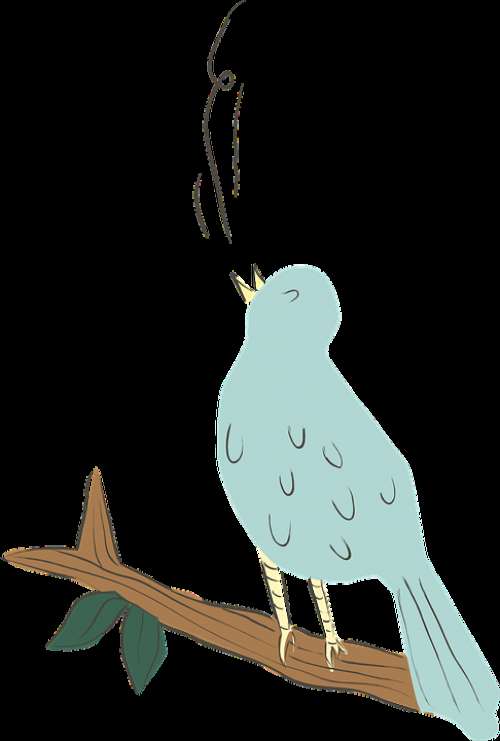 Bird Blue Singing Nature Animal Cute Cartoon