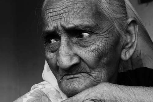 Black And White Portrait Woman Face Eyes Pain