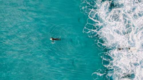 Blue Beach Surf Travel Surfer Drone View Ocean