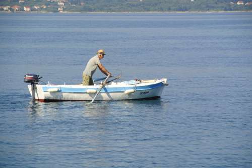 Boat Paddles Alone Canoeing Lake Rowing Ocean