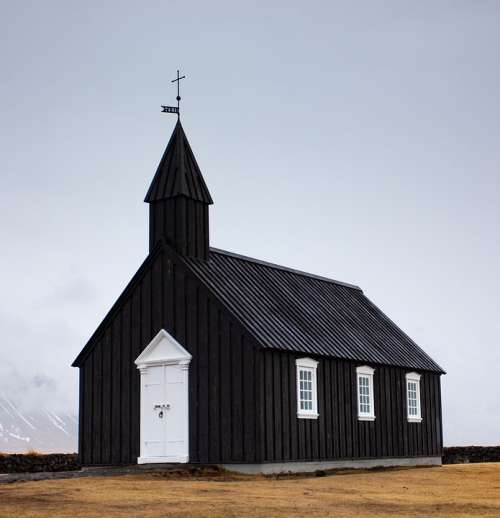 Church Building Mood Black Simple Iceland