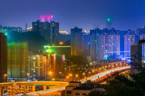 City Night Overpass Street Long Exposure