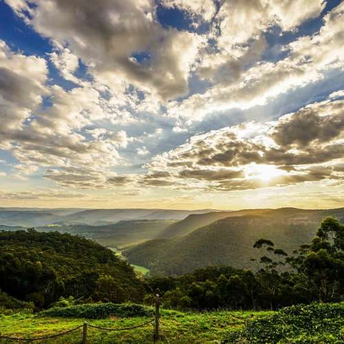 Clouds Sunset Landscape Blue Mountain Sky Scenic