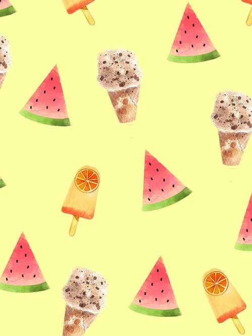 Cone Ice Cream Watermelon Pattern Summer Sweet