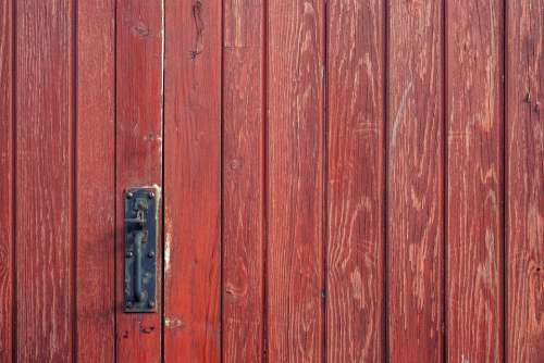 Door Wood Red Door Handle Input Frame