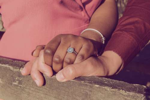 Engaged Engagement Love Interracial Couple Romance