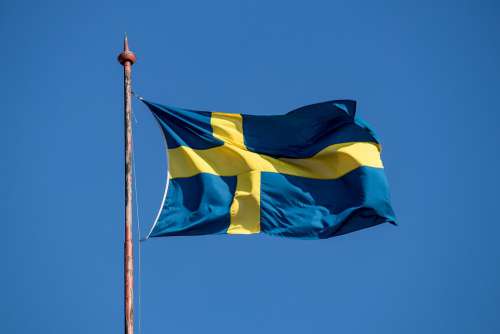 Flag Sweden Flutter Wind Sky Blow