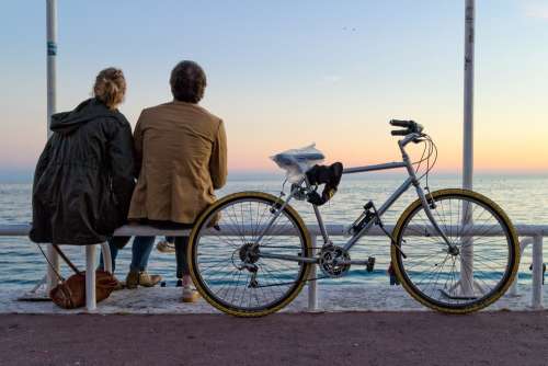 France Nice Provence Bicycle Lovers People Couple