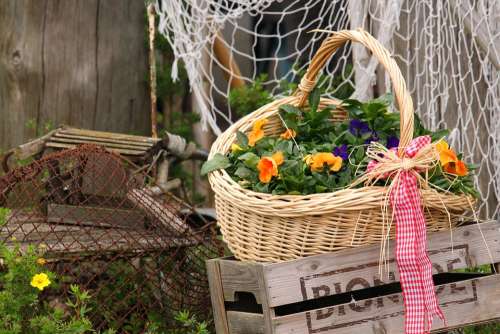 Gartendeko Pansy Creative Wicker Basket Spring