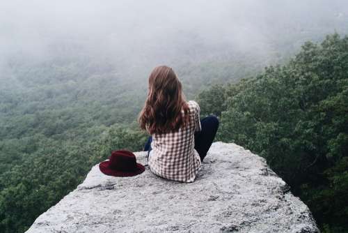 Girl Woman Female Person Mountain View Calm