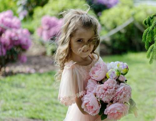 Girl Small Flowers Child The Person Female Happy